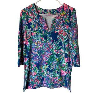 Lilly Pulitzer Justina Top Indigo Exotic size Extra Small XS